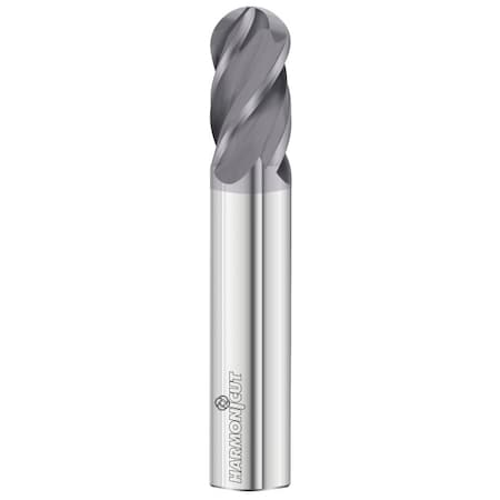 Fullerton Tool 4-Flute - Variable Helix - 3400 Harmon-i-Cut HP End Mills, FC18, RH Spiral, Ball, Standard, 1/8 34081